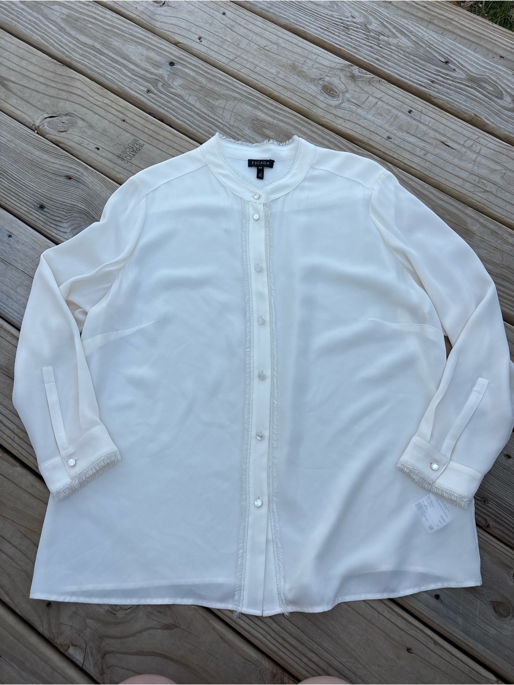 Escada Cream Silk Button-Front Blouse